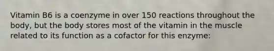 Vitamin B6 is a coenzyme in over 150 reactions throughout the body, but the body stores most of the vitamin in the muscle related to its function as a cofactor for this enzyme: