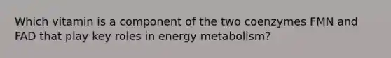 Which vitamin is a component of the two coenzymes FMN and FAD that play key roles in energy metabolism?