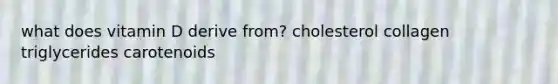 what does vitamin D derive from? cholesterol collagen triglycerides carotenoids