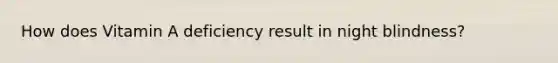How does Vitamin A deficiency result in night blindness?