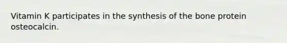 Vitamin K participates in the synthesis of the bone protein osteocalcin.