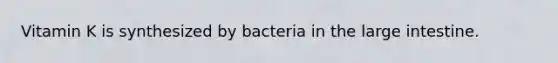 Vitamin K is synthesized by bacteria in the large intestine.