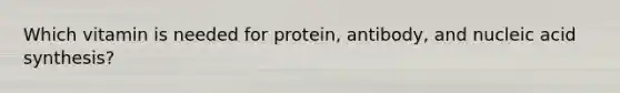 Which vitamin is needed for protein, antibody, and nucleic acid synthesis?