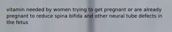 vitamin needed by women trying to get pregnant or are already pregnant to reduce spina bifida and other neural tube defects in the fetus