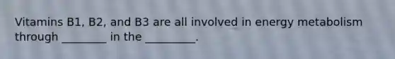 Vitamins B1, B2, and B3 are all involved in energy metabolism through ________ in the _________.
