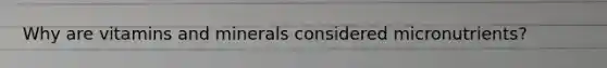 Why are vitamins and minerals considered micronutrients?