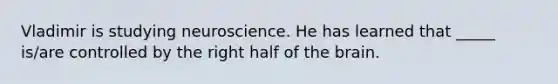 Vladimir is studying neuroscience. He has learned that _____ is/are controlled by the right half of the brain.