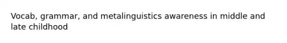 Vocab, grammar, and metalinguistics awareness in middle and late childhood