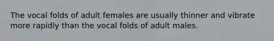 The vocal folds of adult females are usually thinner and vibrate more rapidly than the vocal folds of adult males.