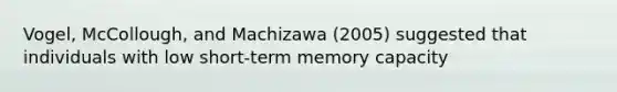 Vogel, McCollough, and Machizawa (2005) suggested that individuals with low short-term memory capacity