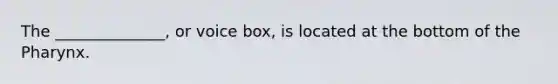 The ______________, or voice box, is located at the bottom of the Pharynx.