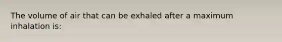 The volume of air that can be exhaled after a maximum inhalation is: