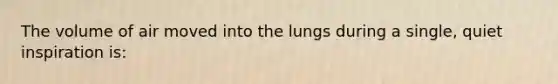 The volume of air moved into the lungs during a single, quiet inspiration is: