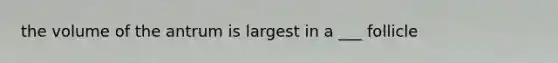 the volume of the antrum is largest in a ___ follicle