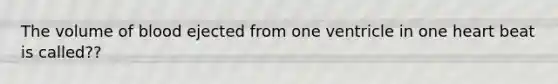 The volume of blood ejected from one ventricle in one heart beat is called??