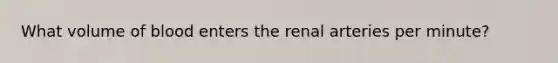 What volume of blood enters the renal arteries per minute?