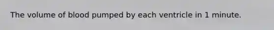 The volume of blood pumped by each ventricle in 1 minute.