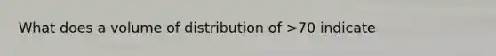 What does a volume of distribution of >70 indicate