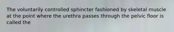 The voluntarily controlled sphincter fashioned by skeletal muscle at the point where the urethra passes through the pelvic floor is called the