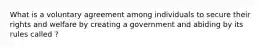 What is a voluntary agreement among individuals to secure their rights and welfare by creating a government and abiding by its rules called ?