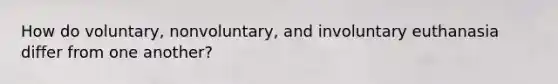 How do voluntary, nonvoluntary, and involuntary euthanasia differ from one another?