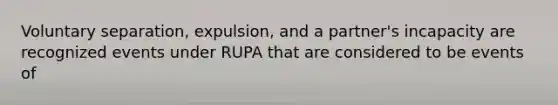 Voluntary separation, expulsion, and a partner's incapacity are recognized events under RUPA that are considered to be events of