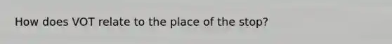 How does VOT relate to the place of the stop?