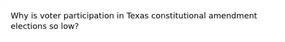 Why is voter participation in Texas constitutional amendment elections so low?