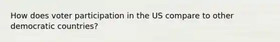 How does voter participation in the US compare to other democratic countries?