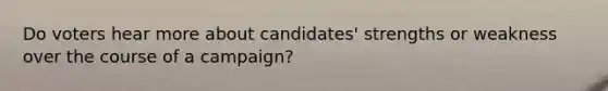 Do voters hear more about candidates' strengths or weakness over the course of a campaign?