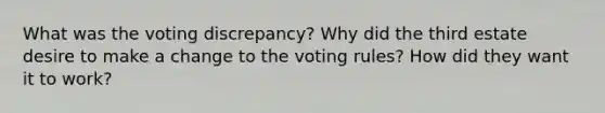 What was the voting discrepancy? Why did the third estate desire to make a change to the voting rules? How did they want it to work?