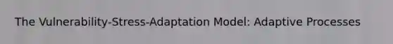The Vulnerability-Stress-Adaptation Model: Adaptive Processes