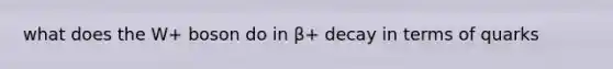 what does the W+ boson do in β+ decay in terms of quarks