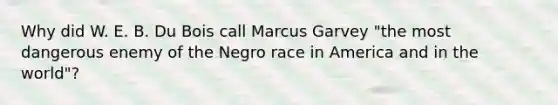 Why did W. E. B. Du Bois call Marcus Garvey "the most dangerous enemy of the Negro race in America and in the world"?