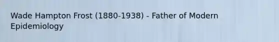 Wade Hampton Frost (1880-1938) - Father of Modern Epidemiology
