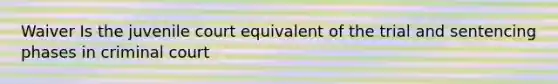 Waiver Is the juvenile court equivalent of the trial and sentencing phases in criminal court