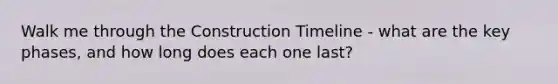 Walk me through the Construction Timeline - what are the key phases, and how long does each one last?