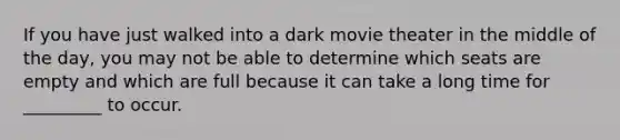 If you have just walked into a dark movie theater in the middle of the day, you may not be able to determine which seats are empty and which are full because it can take a long time for _________ to occur.