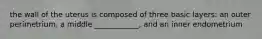 the wall of the uterus is composed of three basic layers: an outer perimetrium, a middle ____________, and an inner endometrium