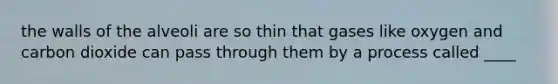 the walls of the alveoli are so thin that gases like oxygen and carbon dioxide can pass through them by a process called ____