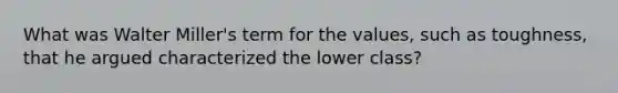 What was Walter Miller's term for the values, such as toughness, that he argued characterized the lower class?