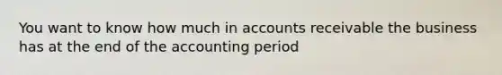 You want to know how much in accounts receivable the business has at the end of the accounting period