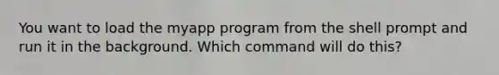 You want to load the myapp program from the shell prompt and run it in the background. Which command will do this?