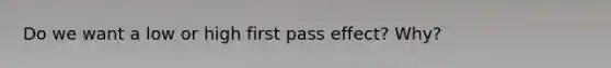 Do we want a low or high first pass effect? Why?