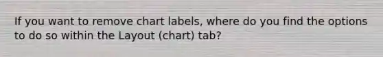 If you want to remove chart labels, where do you find the options to do so within the Layout (chart) tab?