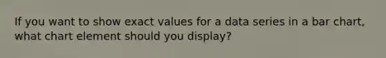 If you want to show exact values for a data series in a bar chart, what chart element should you display?