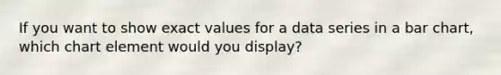 If you want to show exact values for a data series in a bar chart, which chart element would you display?