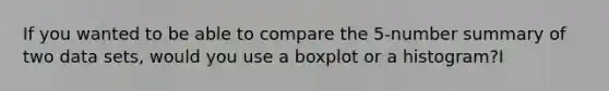 If you wanted to be able to compare the 5-number summary of two data sets, would you use a boxplot or a histogram?I