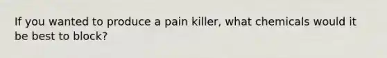 If you wanted to produce a pain killer, what chemicals would it be best to block?