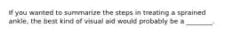 If you wanted to summarize the steps in treating a sprained ankle, the best kind of visual aid would probably be a ________.